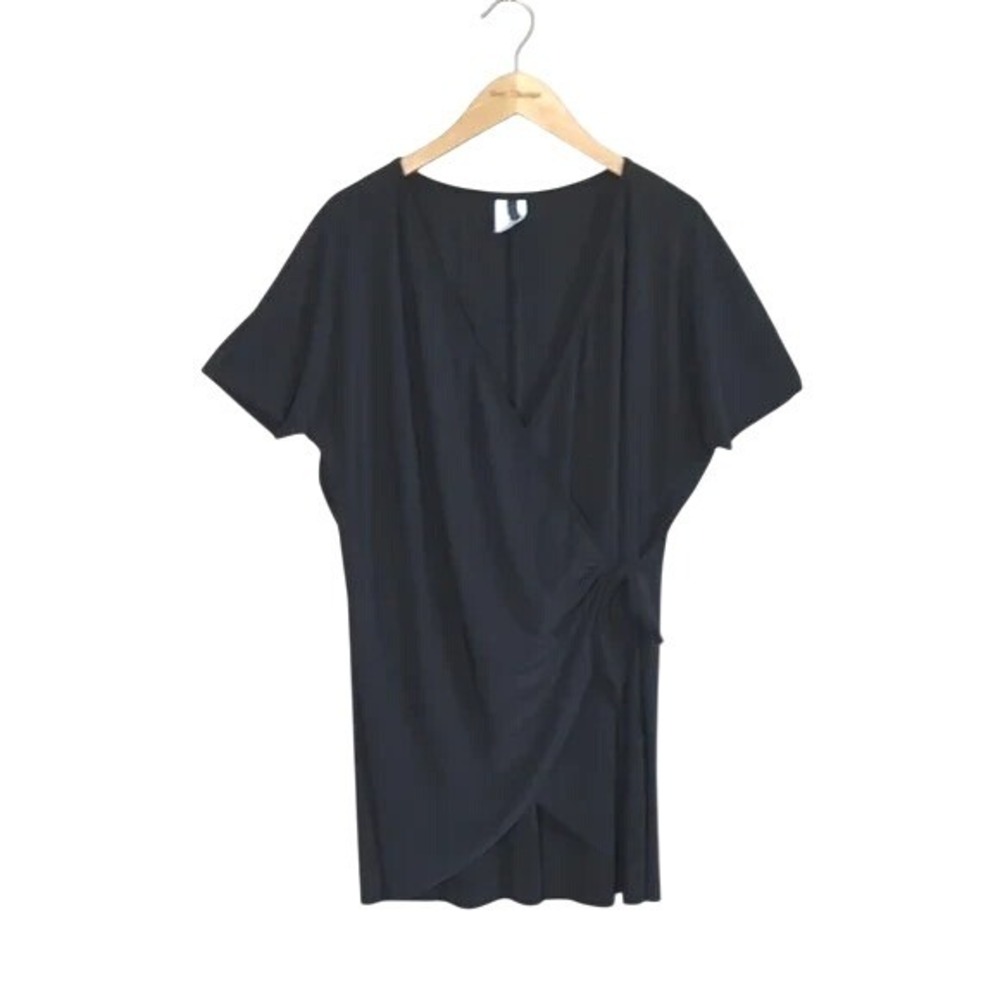 AQUA GREEN Women XL Black Wrap Swim Cover Up Dress Beach Resort Vacation Summer